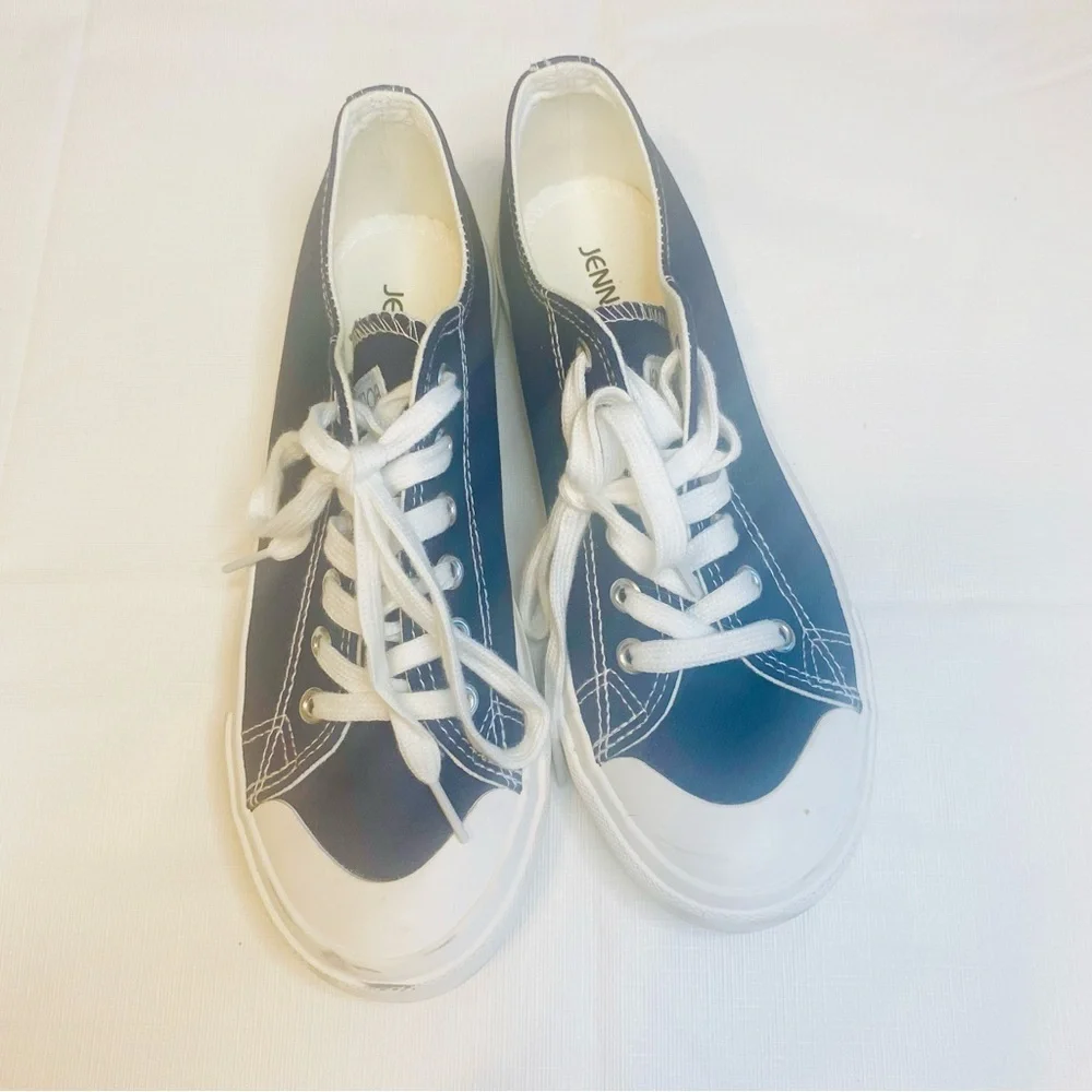 Jenn Ardor Womens Blue Canvas Sneakers